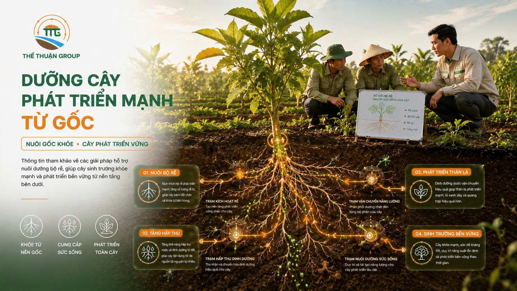 Dưỡng cây phát triển mạnh từ gốc