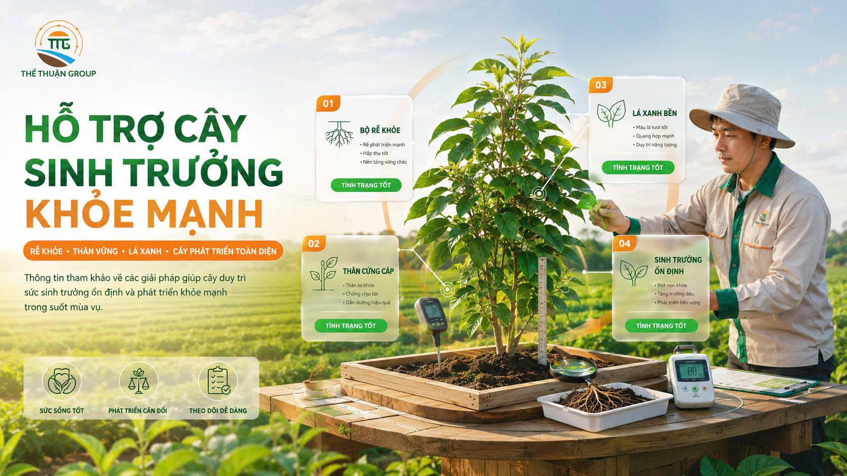 Hỗ trợ cây sinh trưởng khỏe mạnh