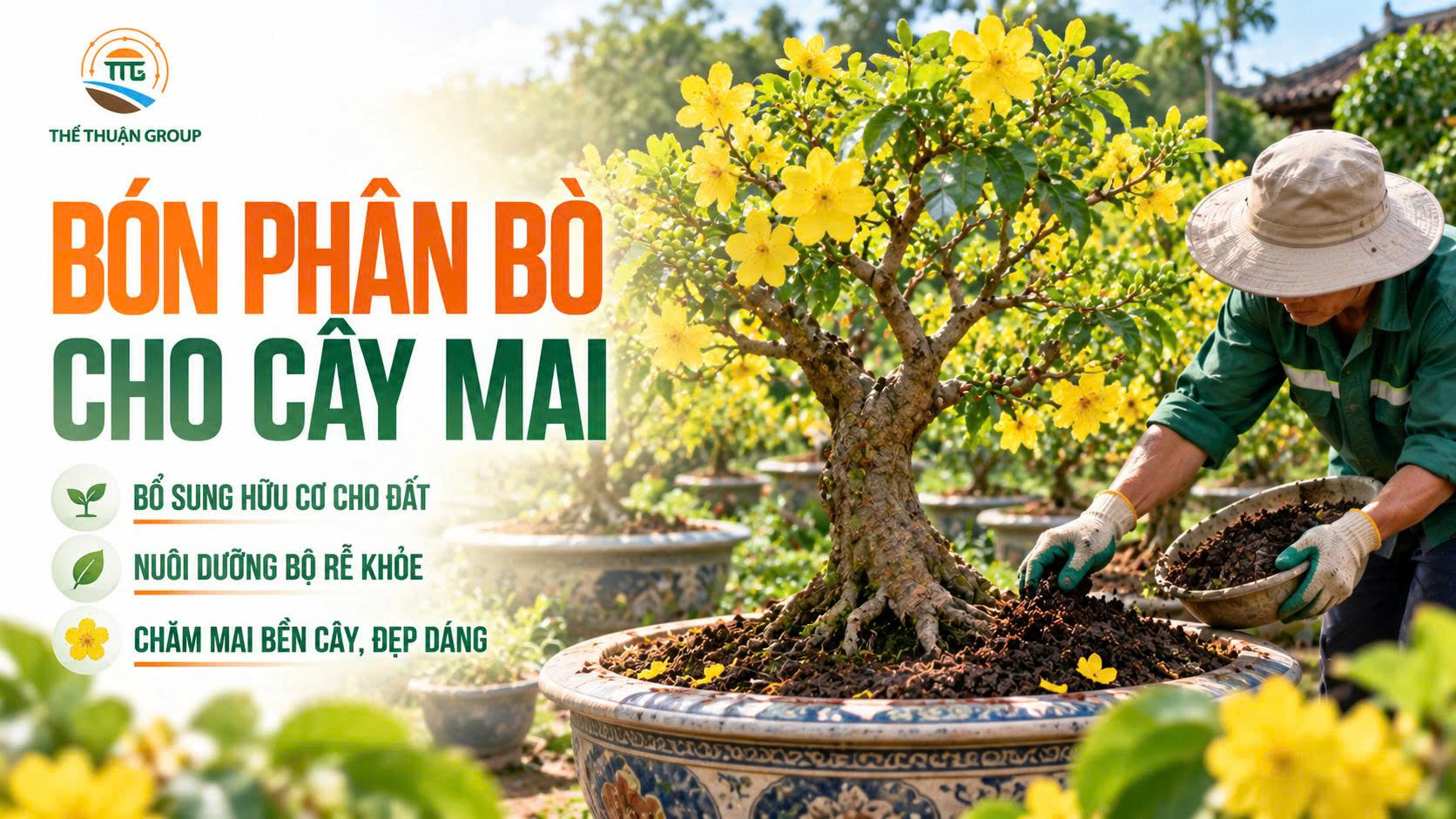 Bón phân bò cho cây mai