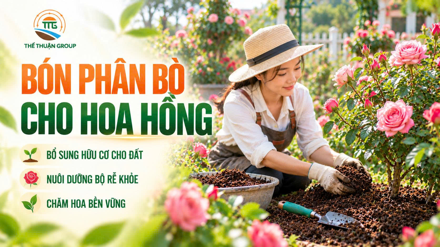 Bón phân bò cho hoa hồng