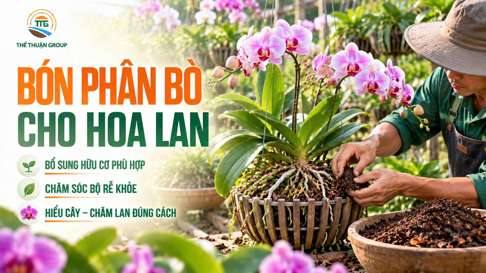 Bón phân bò cho hoa lan