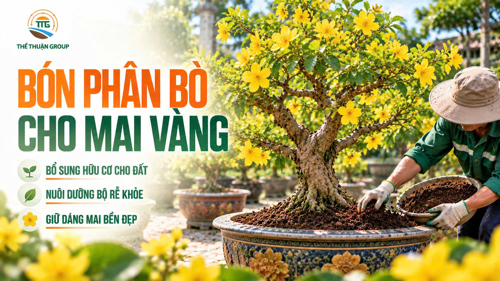 Bón phân bò cho mai vàng Bón phân bò cho mai vàng